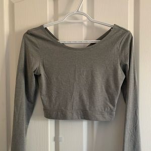 Grey Crop Top with Crisscross Back
